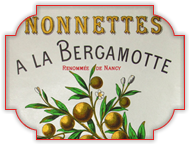 Etiquette en papier Nonnettes à la Bergamotte Lefèvre-Denise Nancy, 1900.
